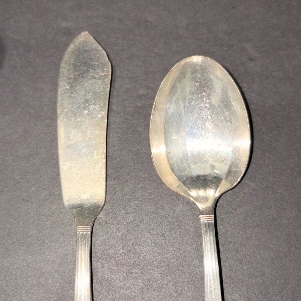Vtg Oneida~Community 1936 Coronation Serving Set 4 PCs Ladel/Spoon/Slotted Spoon